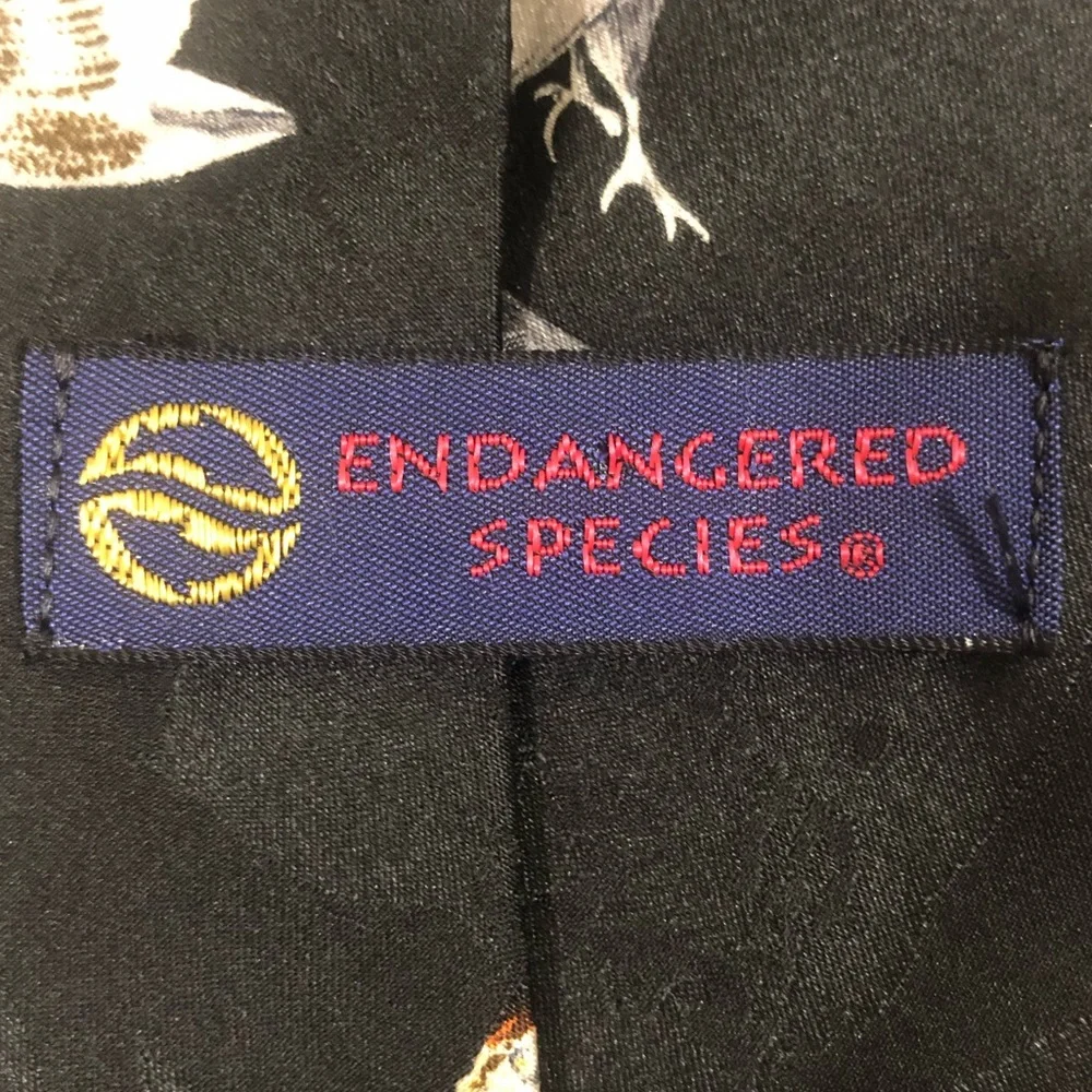 Endangered Species Bird Print Black Tie